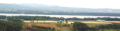 天都山から見た網走湖